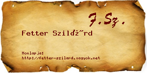 Fetter Szilárd névjegykártya
